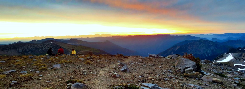 by Eve Rickenbaker: Sunrise on Meany Crest on June 21st after a climb up Little Tahoma, the day before.